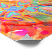 Bloemen Sinaasappel Aqua Custom Naam Quote Poster (Hoek)