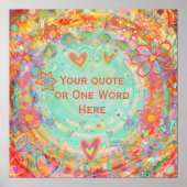 Bloemen Sinaasappel Aqua Custom Naam Quote Poster (Voorkant)