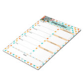 Bloemen Sinaasappel N Blauw Polka Dots_ Week in ee Notitieblok (Schuin)