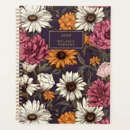  Bloemen Sinaasappel Navy Blue Boho Wildflower Planner