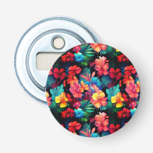 Bloemen Sinaasappel Tropische Bloemen Bladeren-667 Button Flesopener