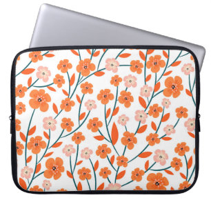 Bloemen Sinaasappels pastel wit naadloos Laptop Sleeve