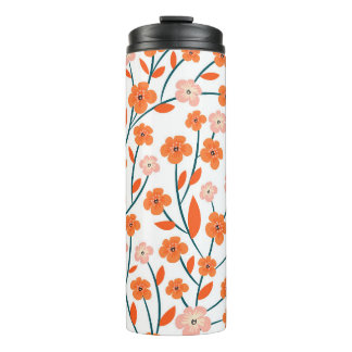 Bloemen Sinaasappels pastel wit naadloos Thermosbeker