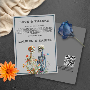 Bloemen Skelet Liefhebbers QR Code Bruiloft Bedankkaart