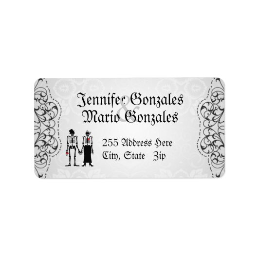 Bloemen & Skeletten Adresetiketten Etiket (Voorkant)