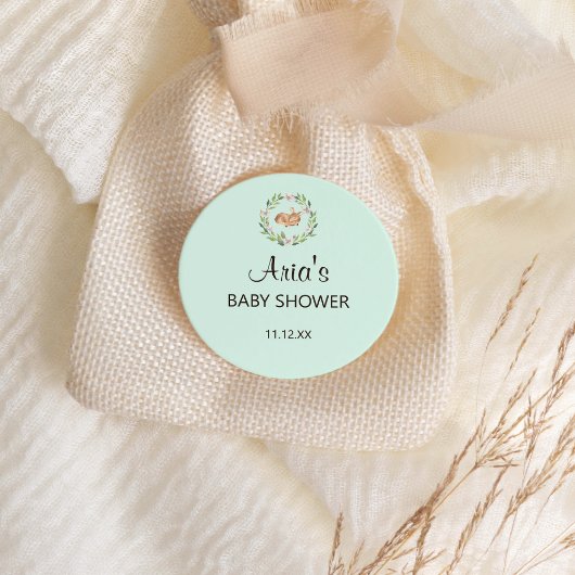 Bloemen Slaapherten op Groene Douche Envelop Seal Ronde Sticker