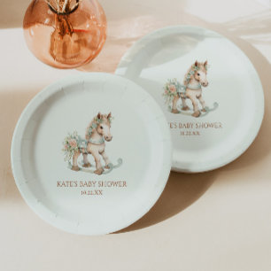 Bloemen  Speelgoed Rocking Horse Baby shower Papieren Bordje