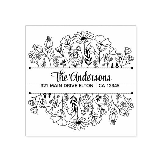 Bloemen Split Monogram Thema Rubberstempel (Afrduk)