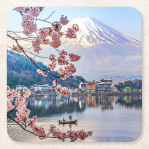 Bloemen Spring Cherry Blossom Japan Vierkante Kartonnen Onderzetter