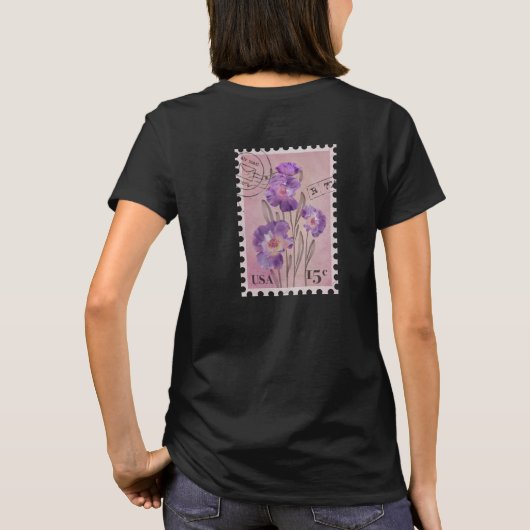Bloemen Stempel Design – Paarse Bloem T-shirt (Achterkant)