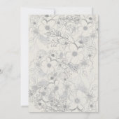 Bloemen Stoffig Blauw bruiloft Uitnodigen Kaart (Achterkant)