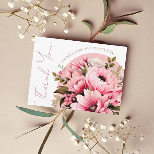 Bloemen Stoffig Roze Wildflower Zomer Tuin Bruilof Bedankkaart
