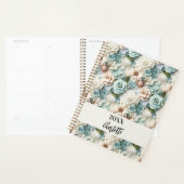 Bloemen stoffige groene crème naamschrift 2026 planner (Display)