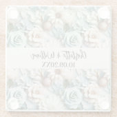 Bloemen stoffige groene crème namen bruiloft glazen onderzetter (Achterkant)