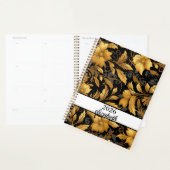 Bloemen stoffige zwart & gouden naamschrift planner (Display)
