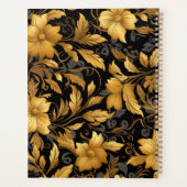 Bloemen stoffige zwart & gouden naamschrift planner (Achterkant)