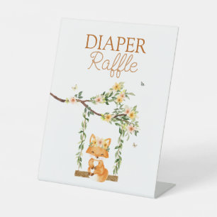 Bloemen Storybook Fox Baby shower Luier Raffle Reclamebord Met Voetstuk