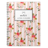 Bloemen Strepen Patroon Gepersonaliseerd Notitieb Notitieboek (Voorkant)