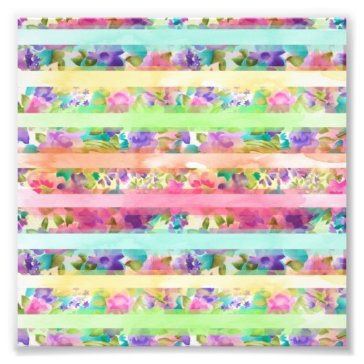  bloemen strepen Waterverf handverf Foto Afdruk (Voorkant)