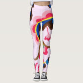 Bloemen  Style Roze Kleurrijke Leggings (Voorkant)