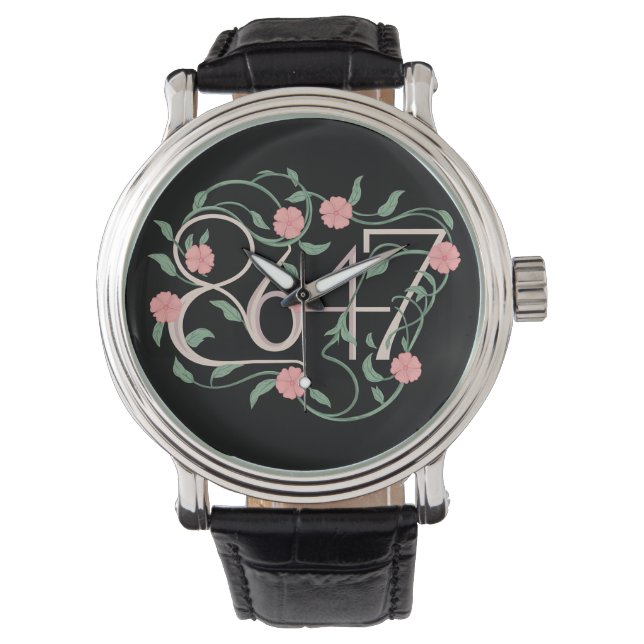 Bloemen Subtiele Anti Trump 8647 86 47 Boho Horloge (Voorkant)