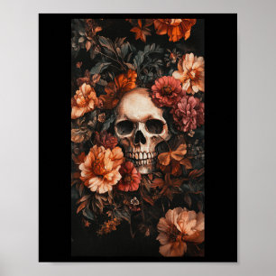 Bloemen Subtiele schedel accenten schedel kunst Poster