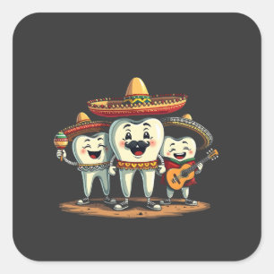 Bloemen Tand Grappig Cinco de Mayo Vierkante Sticker