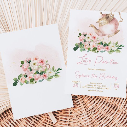 Bloemen Tea Garden Verjaardagsfeestje Uitnodiging