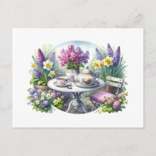  Bloemen Tea Party in de tuin Briefkaart