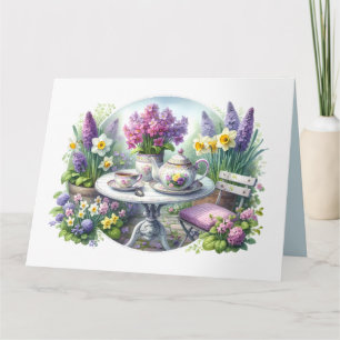 Bloemen Tea Party in de tuin  Kaart
