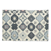  Bloemen Tegel Patchwork Navy Blue Kussensloop (Achterkant-Links)