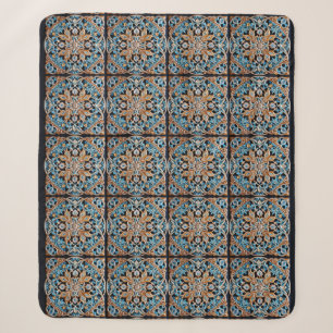 Bloemen Tegel Patroon Faux keramiek Sherpa Deken