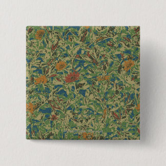 Bloemen tegen bladcamouflage vierkante button 5,1 cm