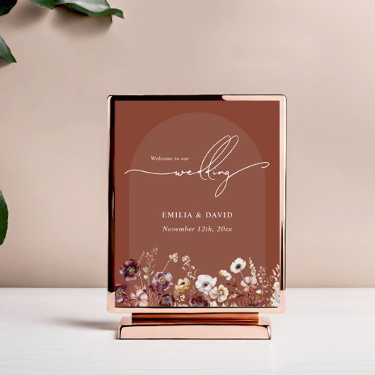 Bloemen Terracotta Boog Huwelijk Welkom Poster