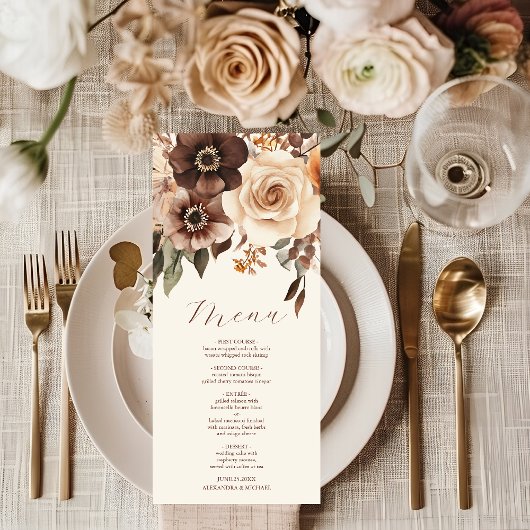 Bloemen Terracotta Bruiloft Menu