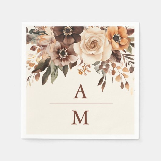 Bloemen Terracotta Bruiloft Servet (Voorkant)
