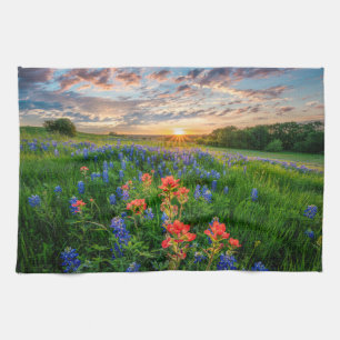Bloemen Texas Bluebonnets & Indian Paintborstel Theedoek