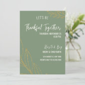 Bloemen Thanksgiving Diner Invitation Groen Kaart (Staand voorkant)