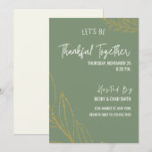 Bloemen Thanksgiving Diner Invitation Groen Kaart (Voorkant / Achterkant)
