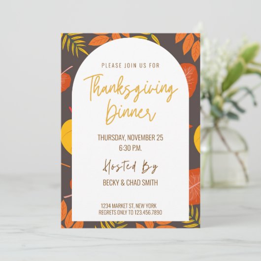 Bloemen Thanksgiving Diner Uitnodigingsfeest Kaart (Staand voorkant)