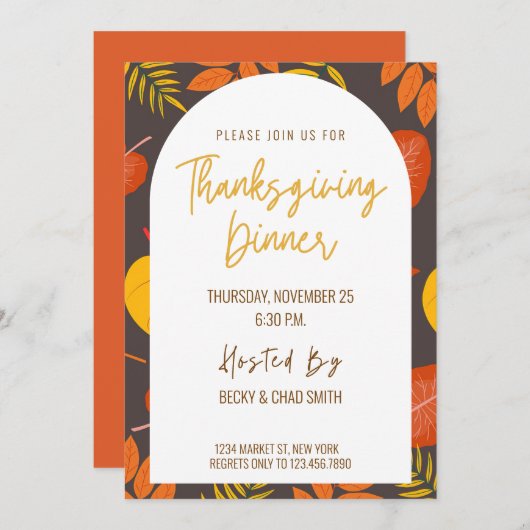 Bloemen Thanksgiving Diner Uitnodigingsfeest Kaart (Voorkant / Achterkant)