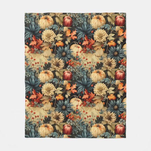 Bloemen Thanksgiving Patroon (12) Fleece Deken (Voorkant)