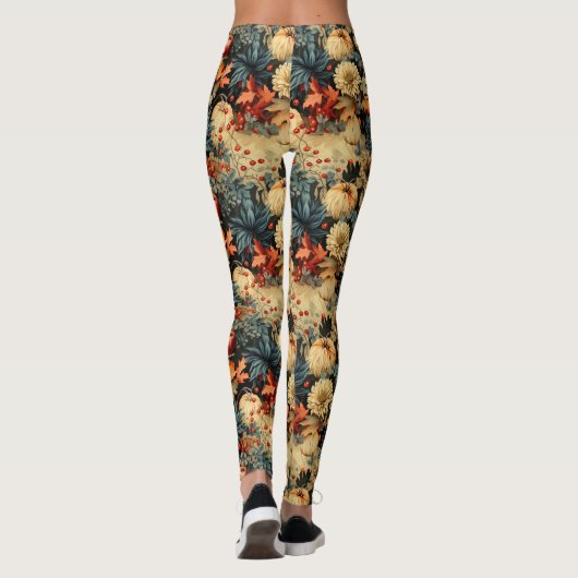 Bloemen Thanksgiving Patroon (12) Leggings (Achterkant)