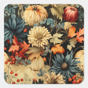 Bloemen Thanksgiving  Patroon (12) Vierkante Sticker