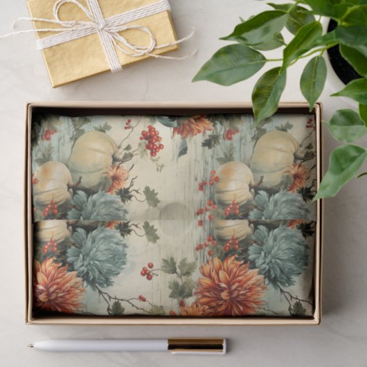 Bloemen Thanksgiving  Patroon (1) Tissuepapier (Geschenk)