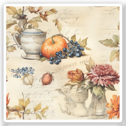 Bloemen Thanksgiving  Patroon (7) Sticker (Voorkant)