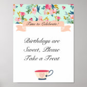 Bloemen Thee Feest Bord Poster (Voorkant)