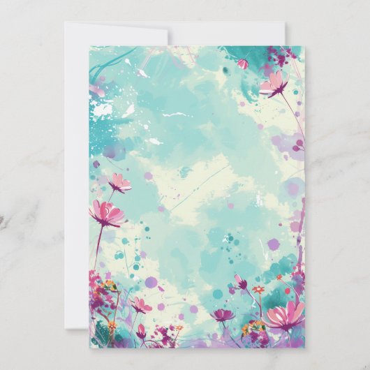 Bloemen Thema Verjaardagsfeest Kaart (Achterkant)