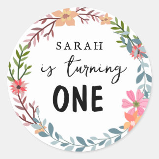 Bloemen thema Verjaardagsfeest Ronde Sticker