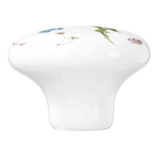 Bloemen Thistle Dragonfly Design Keramische Knop (Zijkant)